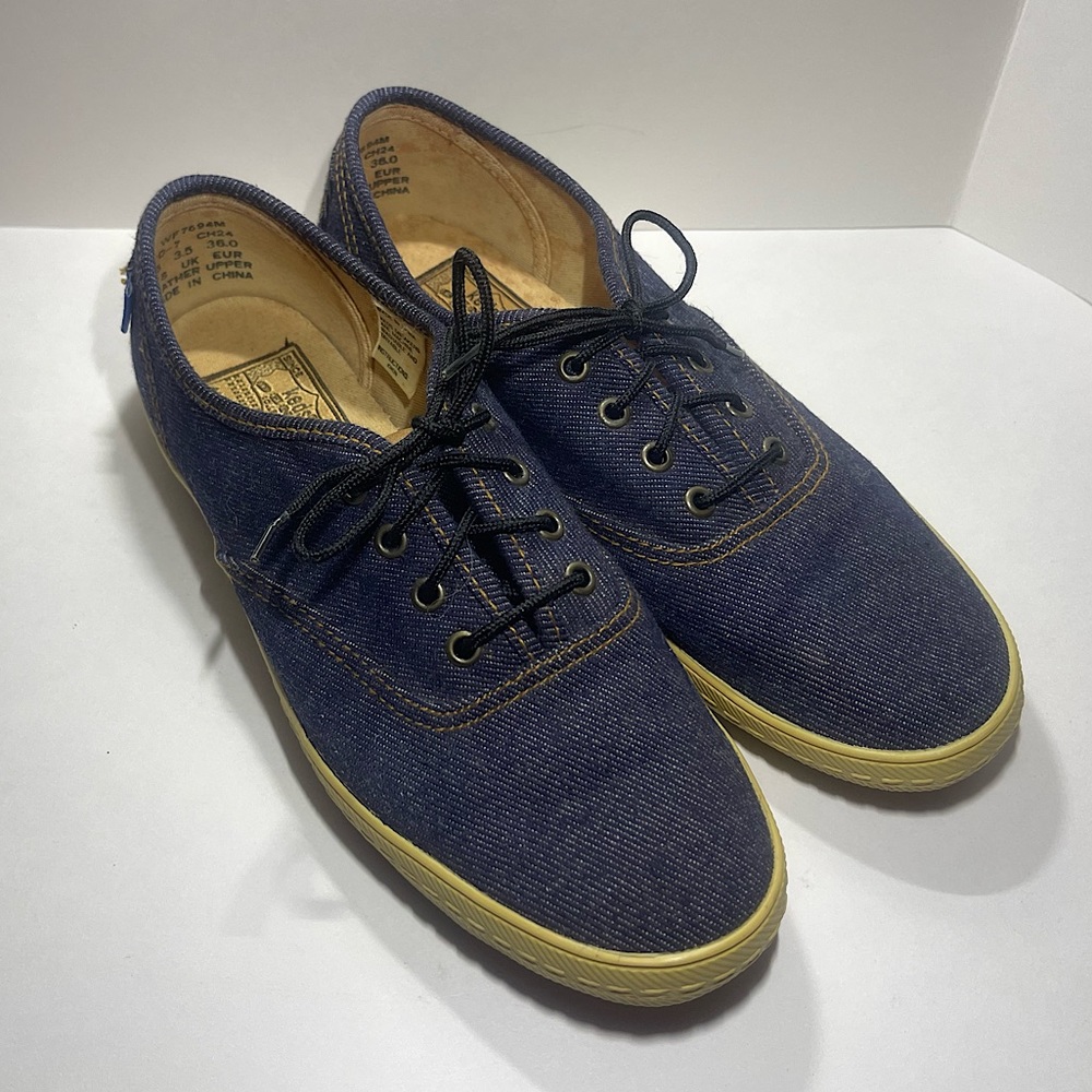VINTAGE 80's Women's KEDS American Classic Denim Jean sneakers Shoes Size 6